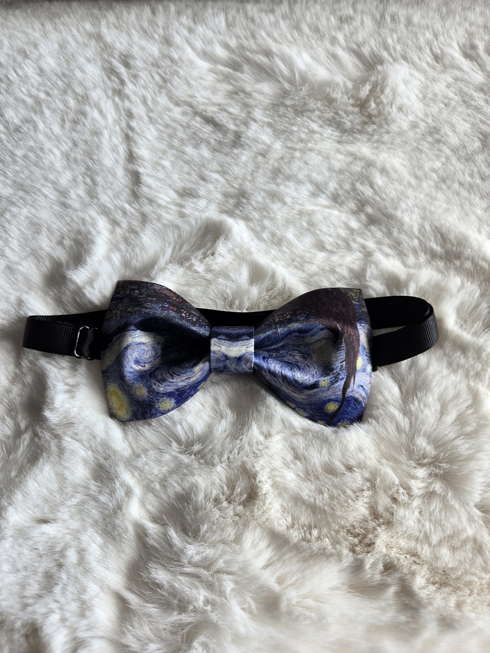 Starry Night Print Bow Tie in Blue and Black